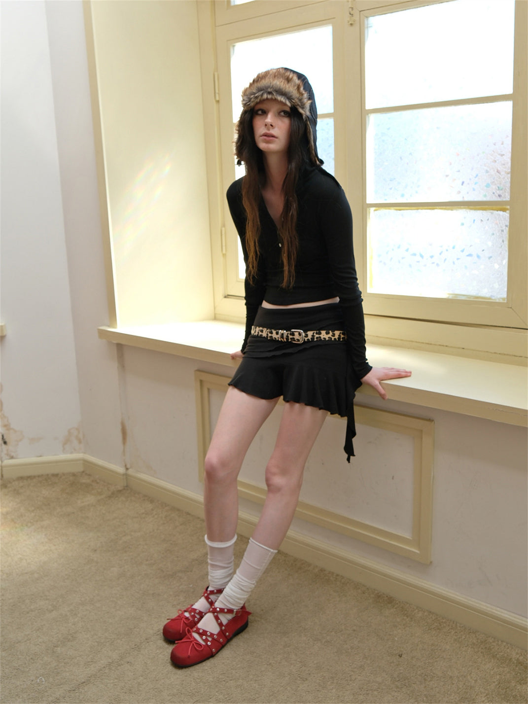Black Bow-Knot Studded Ballet Flats - Skipkicks