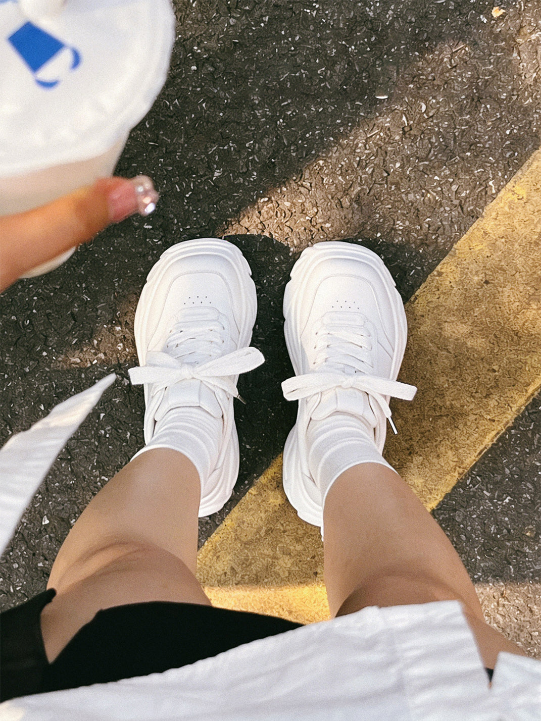 White Square-Toe Platform Leather Sneakers - Skipkicks