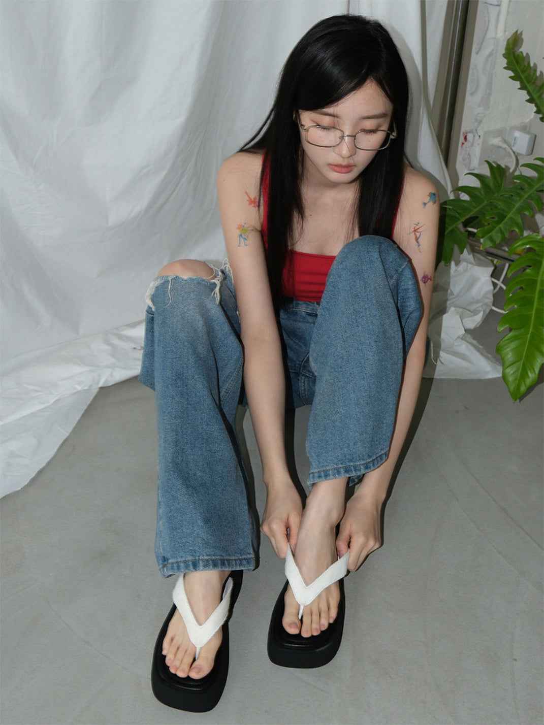 Mooreyu Color-Pop Platform Flip-Flops
