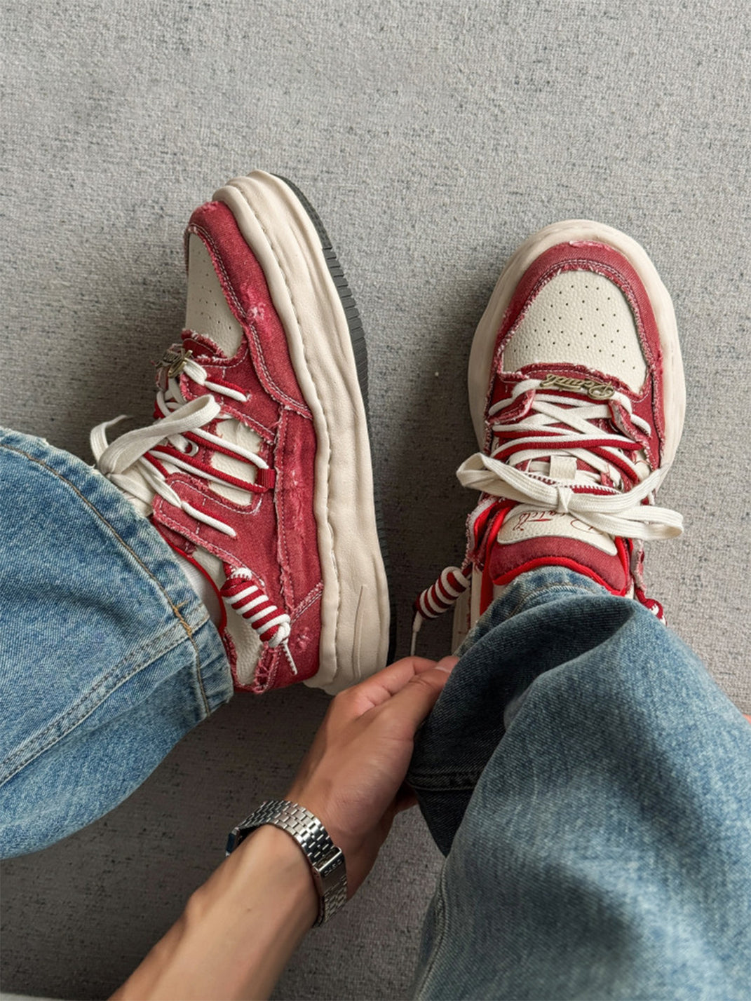Vintage Wash Denim Sneakers - Skipkicks