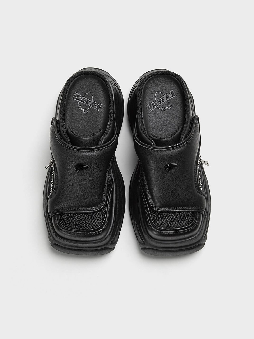 Black Covered-Toe Platform Slide Sandals - Skipkicks