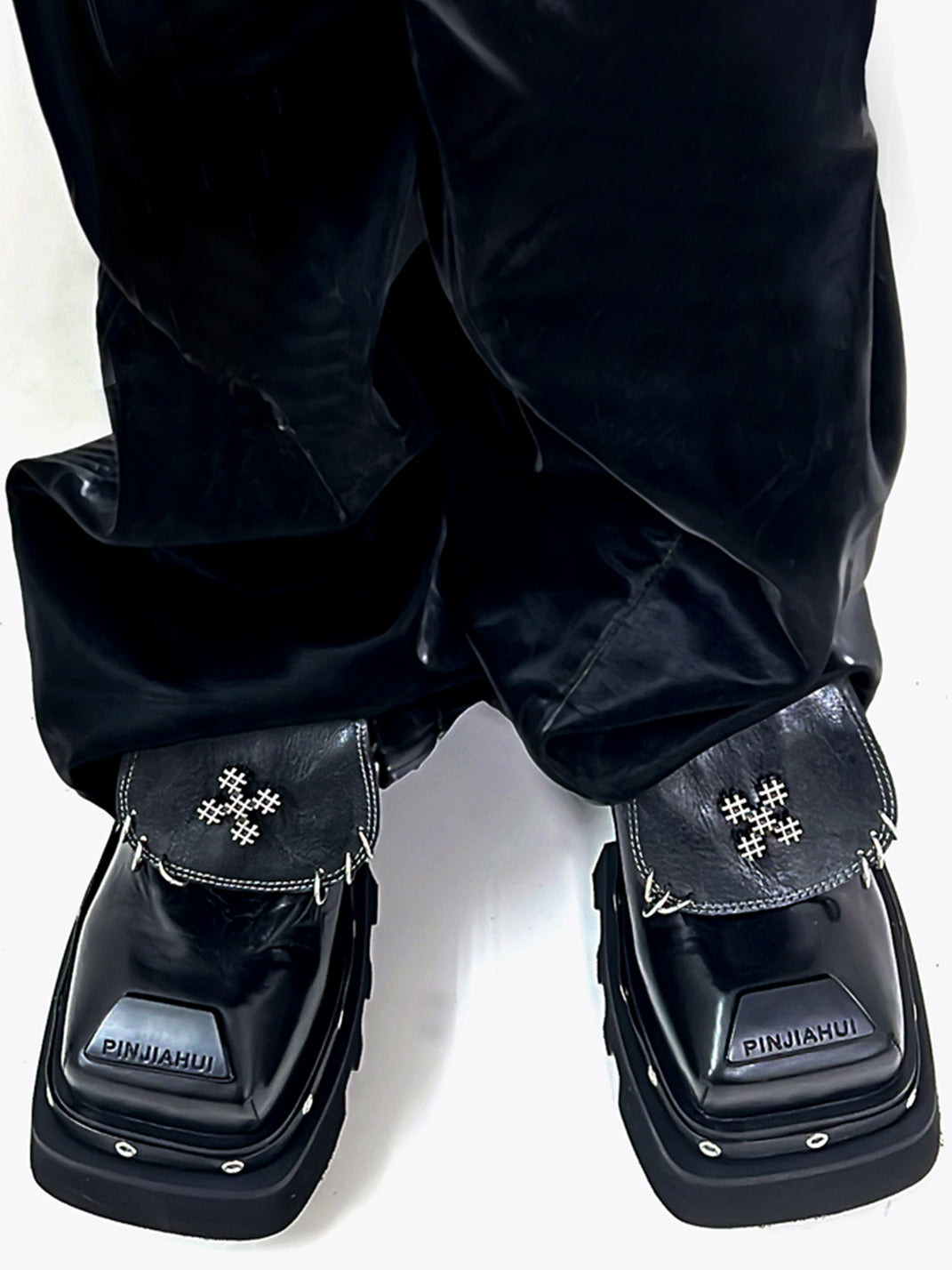 Black Vintage Platform Leather Derby Shoes - Skipkicks