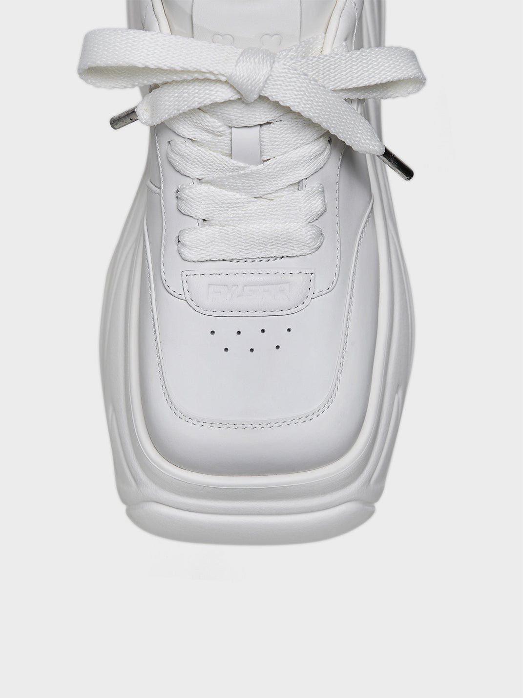 White Square-Toe Platform Leather Sneakers - Skipkicks