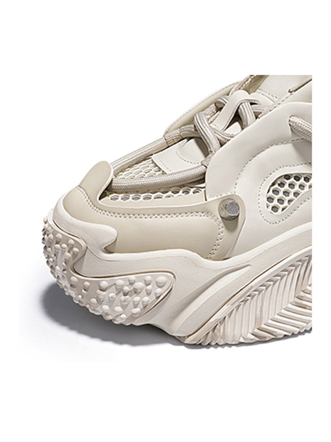 Beige Vortex Mesh Platform Sneakers - Skipkicks