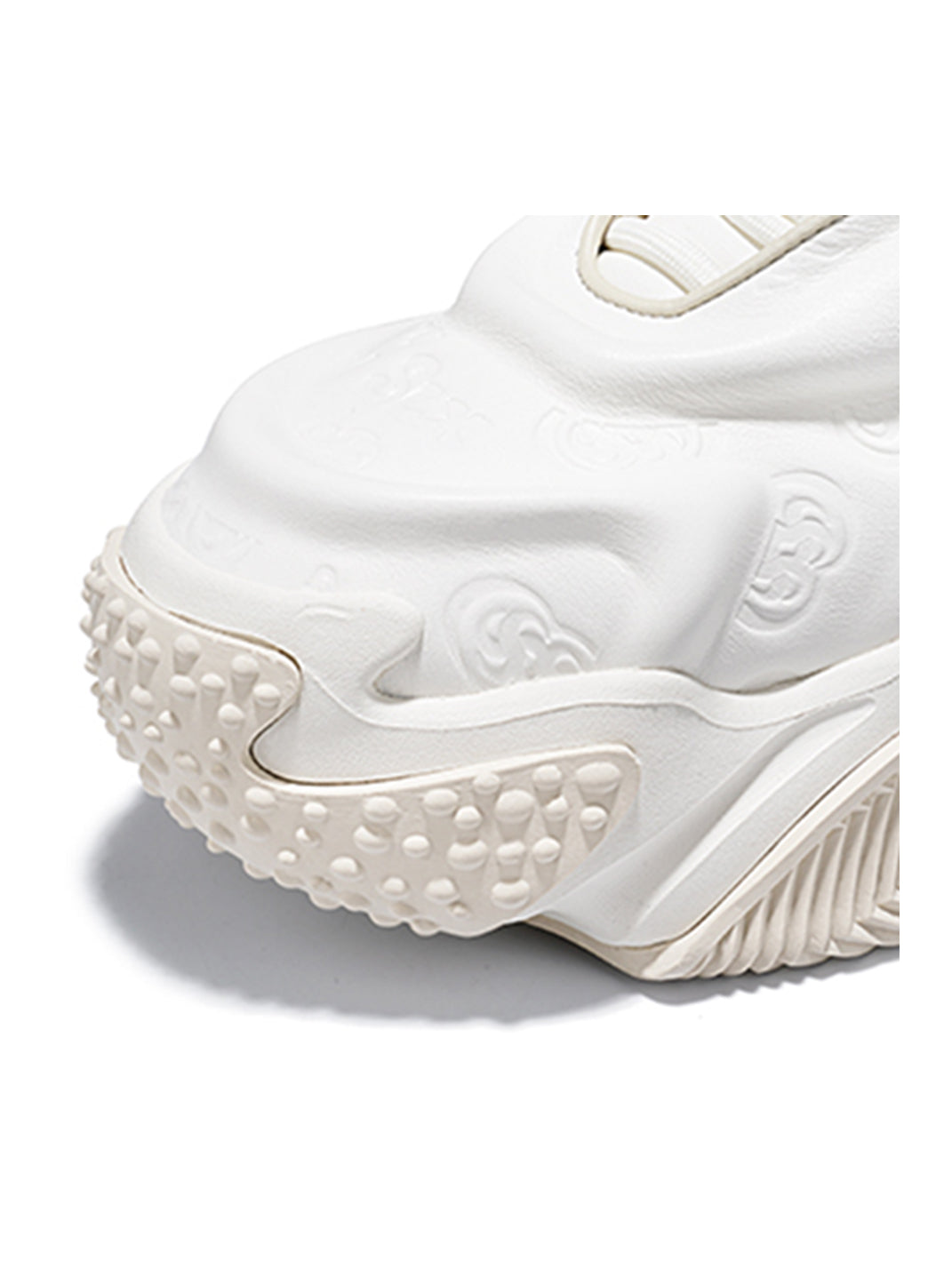 White Vortex Embossed Platform Sneakers - Skipkicks