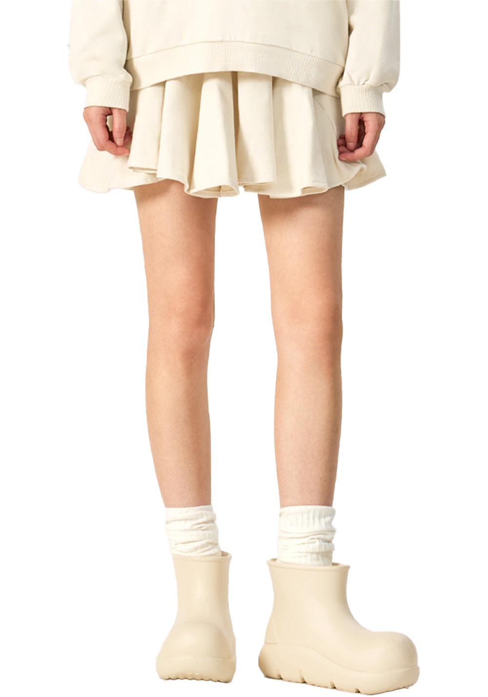 Beige Chunky Short Rain Boots