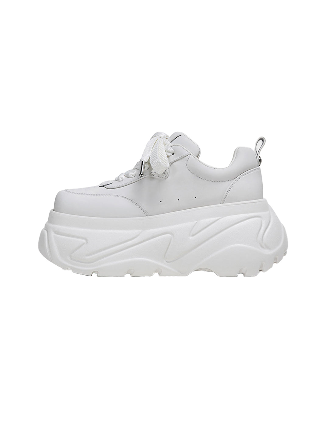 White Square-Toe Platform Leather Sneakers - Skipkicks