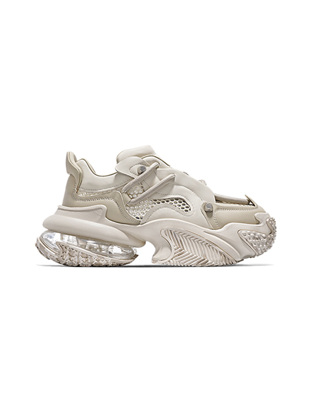 Beige Vortex Mesh Platform Sneakers - Skipkicks
