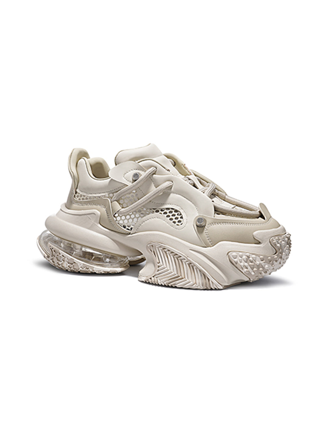 Beige Vortex Mesh Platform Sneakers - Skipkicks