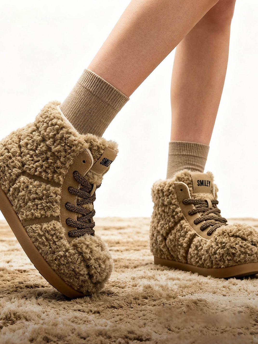 Brown Teddy High-Top Fleece-Lined Boots