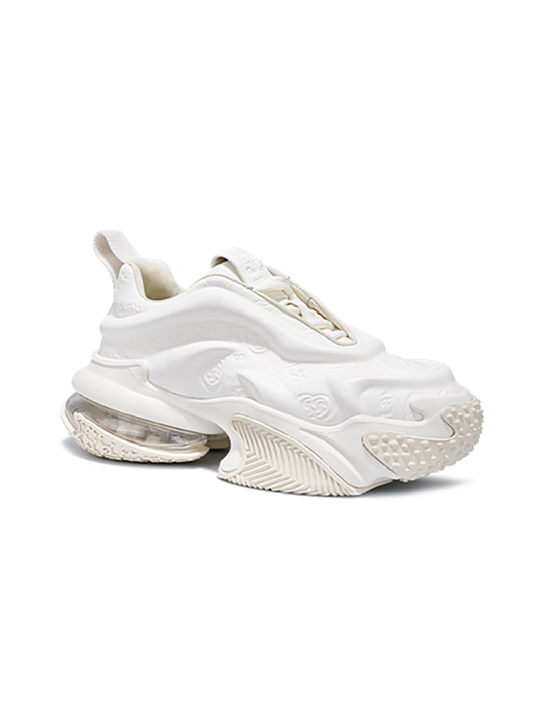 White Vortex Embossed Platform Sneakers - Skipkicks