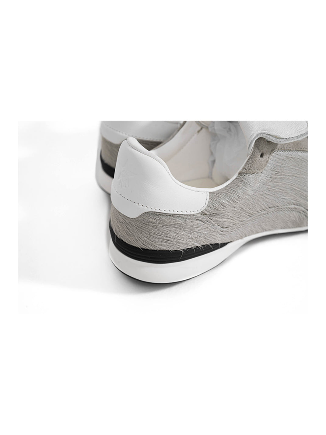 Grey Fur-Lined Platform Sneakers