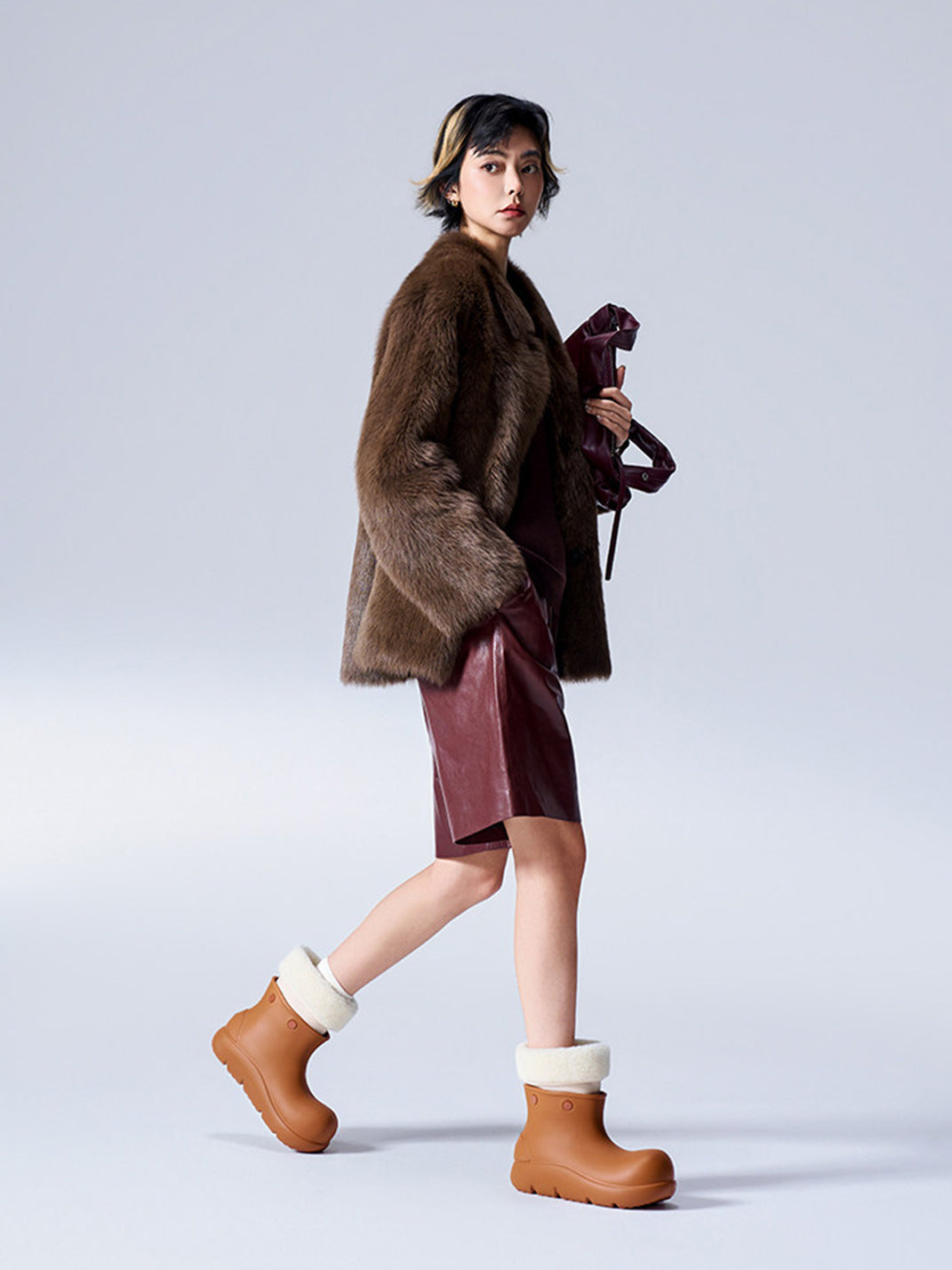 Brown Fur-Lined Winter Platform Boots