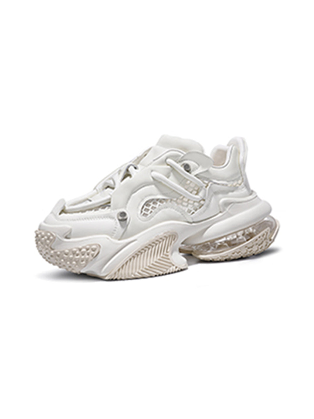 Beige Vortex Mesh Platform Sneakers - Skipkicks