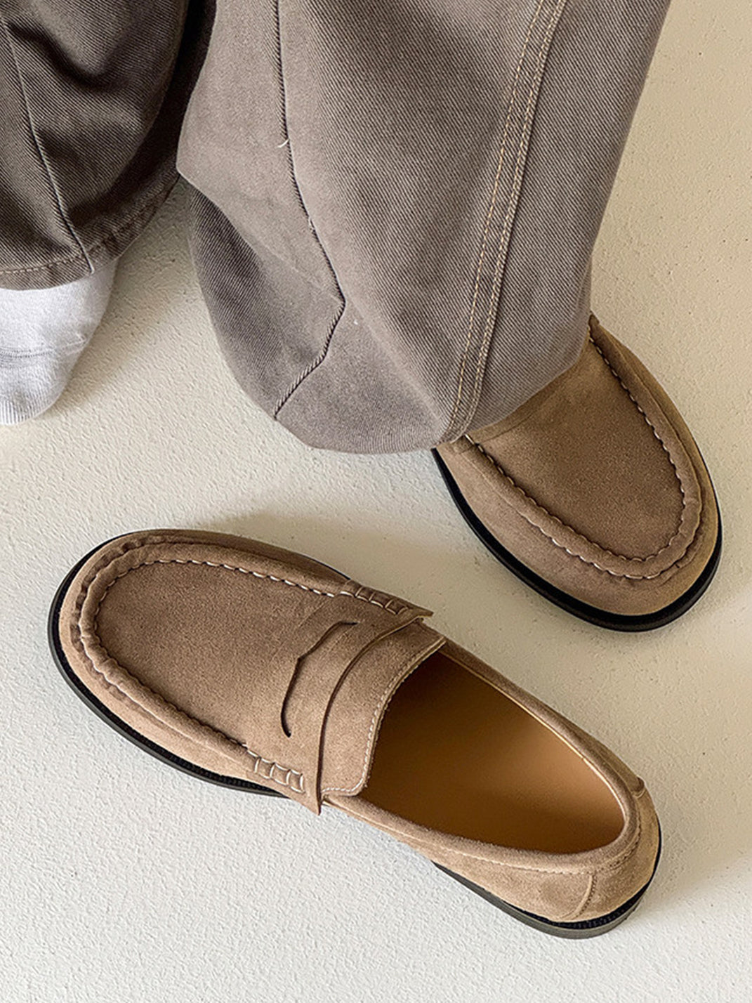 Square-Toe Leather Loafers