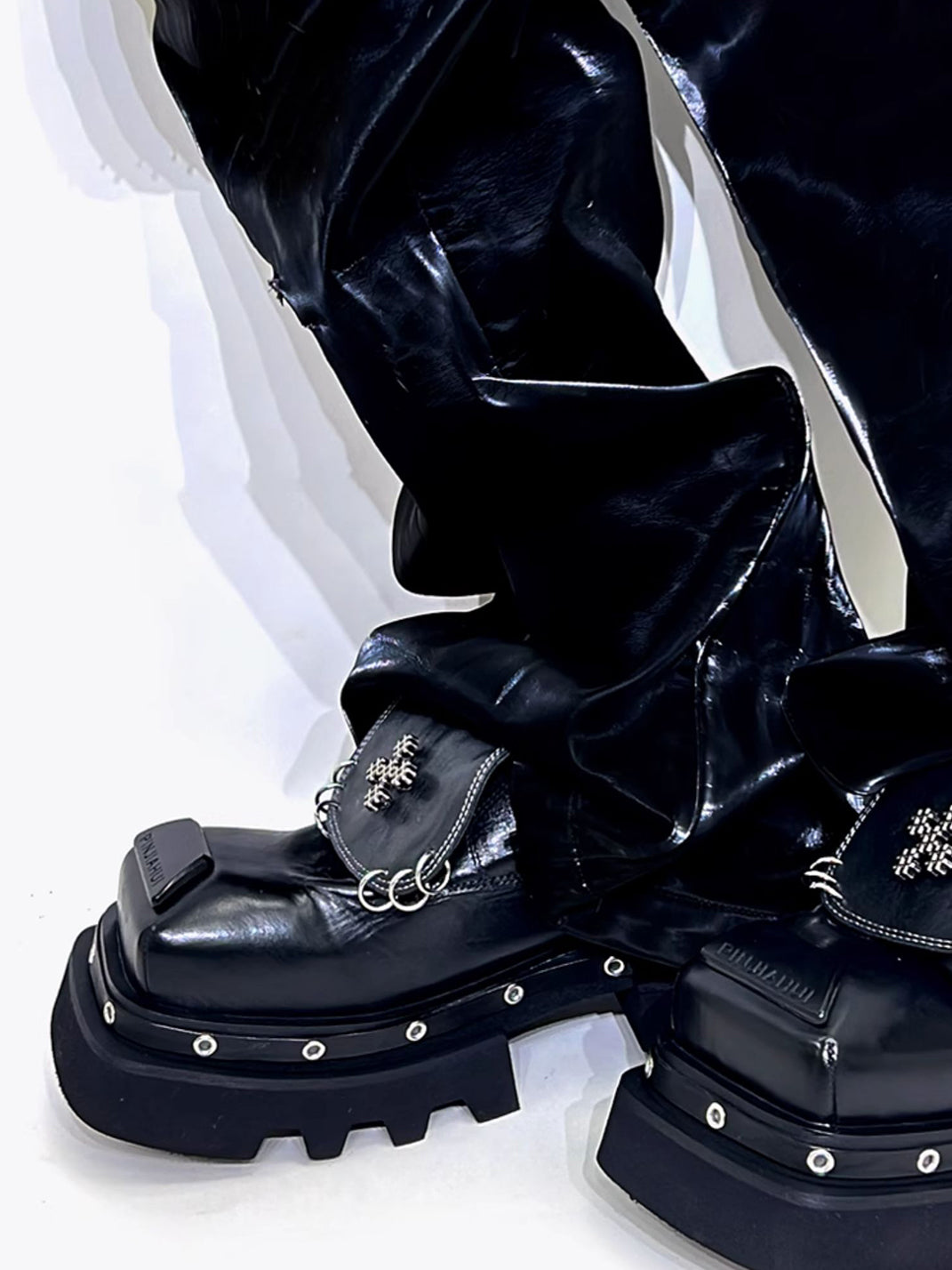 Black Vintage Platform Leather Derby Shoes - Skipkicks