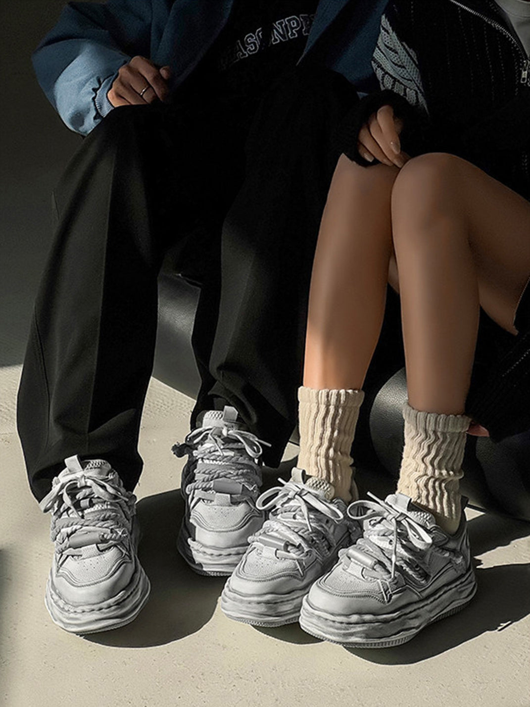 Washed Wavy Platform Sneakers - Skipkicks