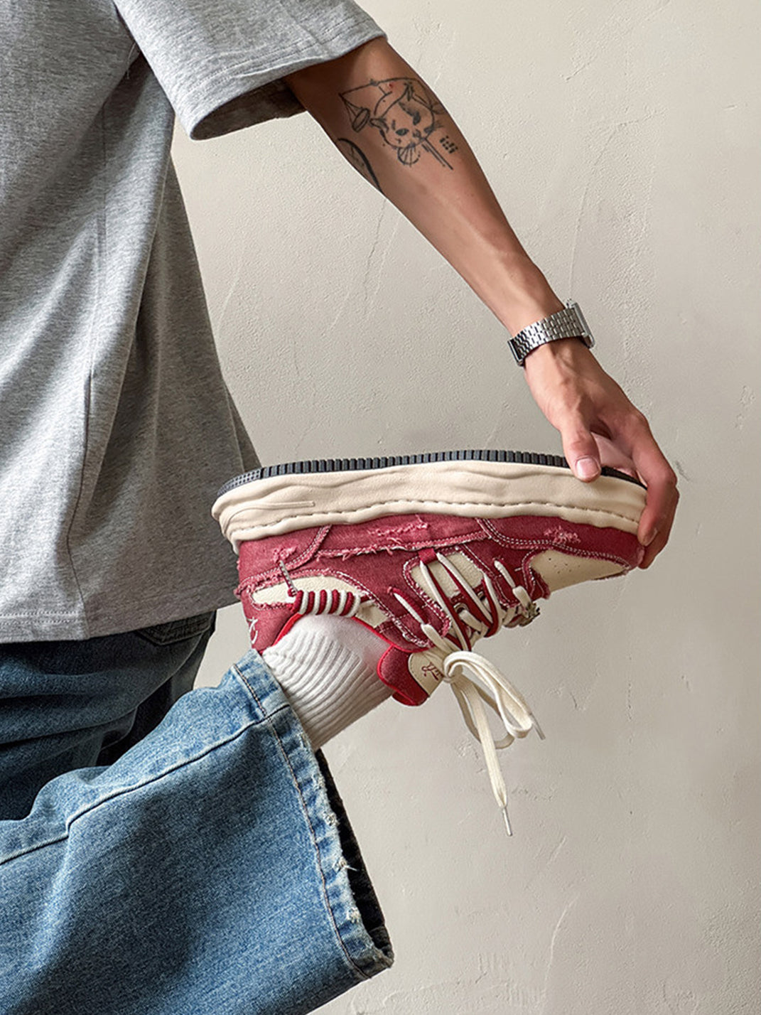 Vintage Wash Denim Sneakers - Skipkicks