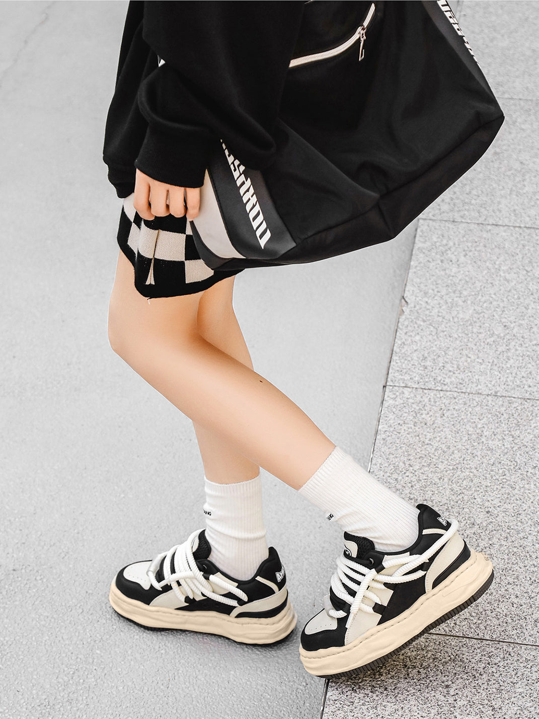 Paneled Wavy Platform Sneakers