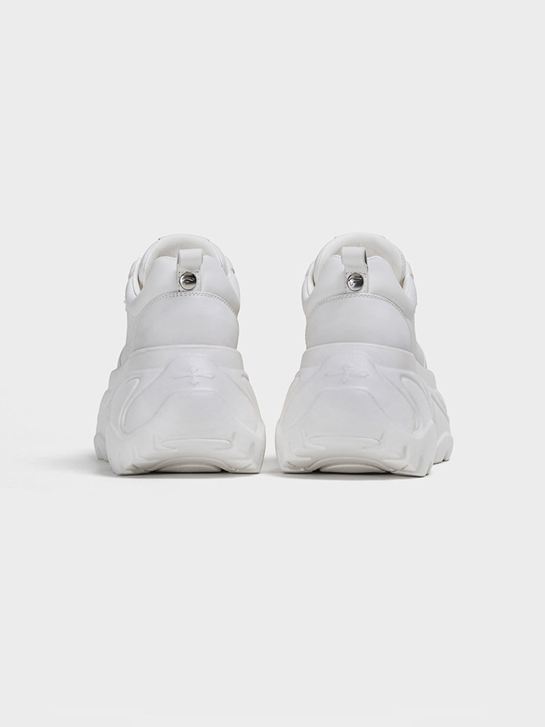 White Square-Toe Platform Leather Sneakers - Skipkicks