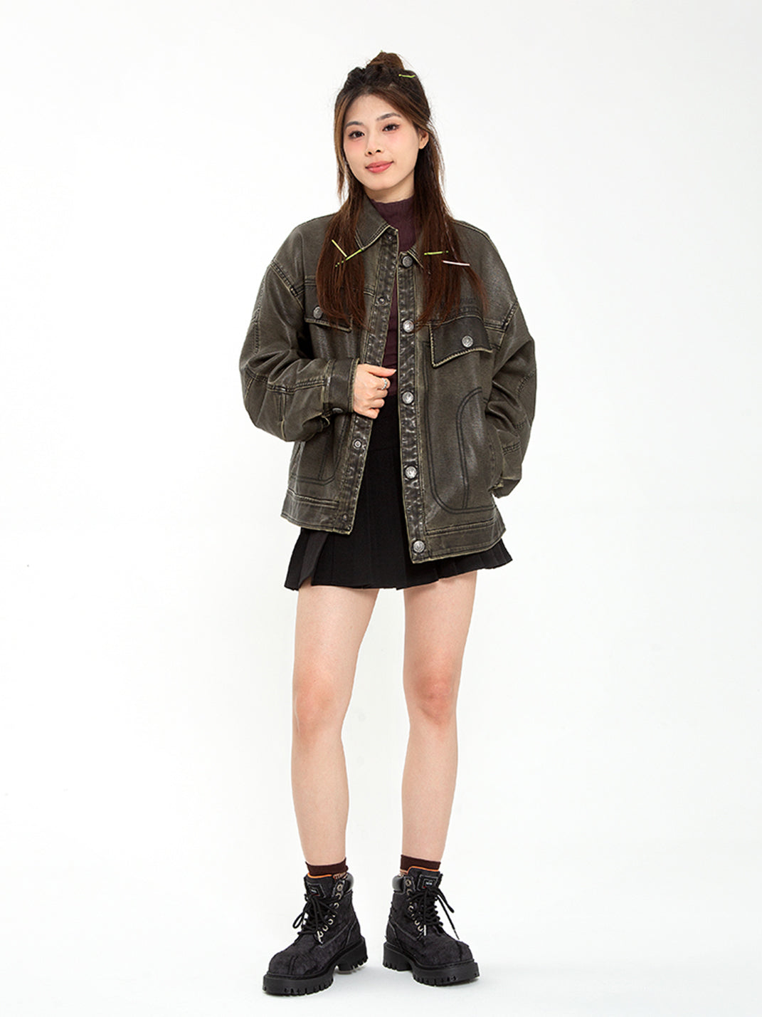 Denim Platform Combat Boots - Skipkicks