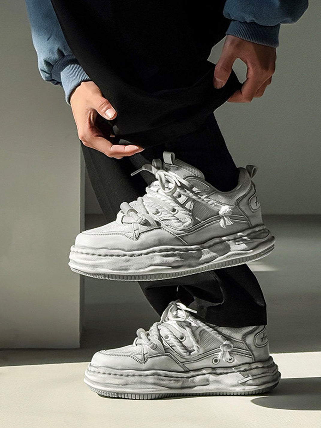 Washed Wavy Platform Sneakers - Skipkicks