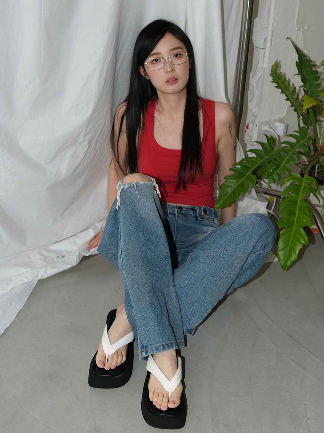 Mooreyu Color-Pop Platform Flip-Flops