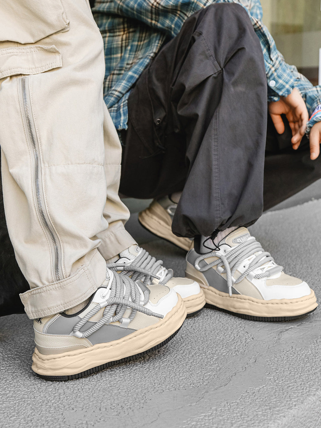 Paneled Wavy Platform Sneakers