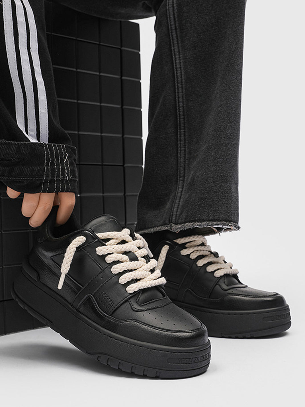 Rope Lace Chunky Platform Sneakers - Skipkicks