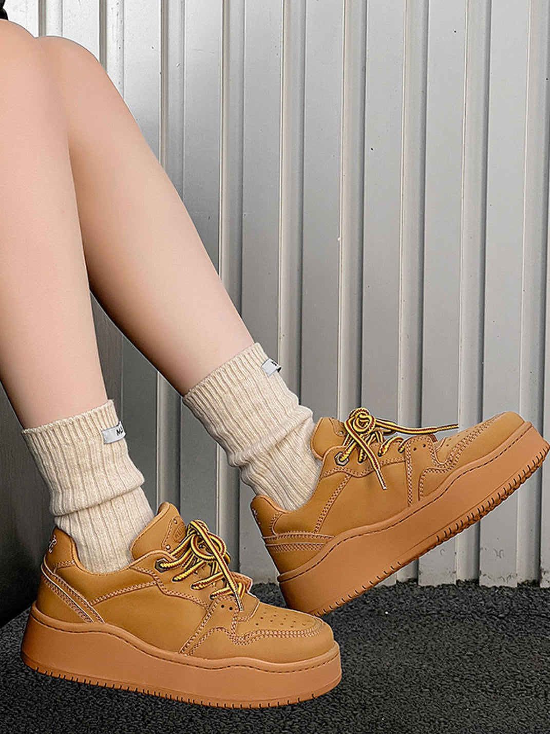 Monochrome Chunky Platform Sneakers - Skipkicks