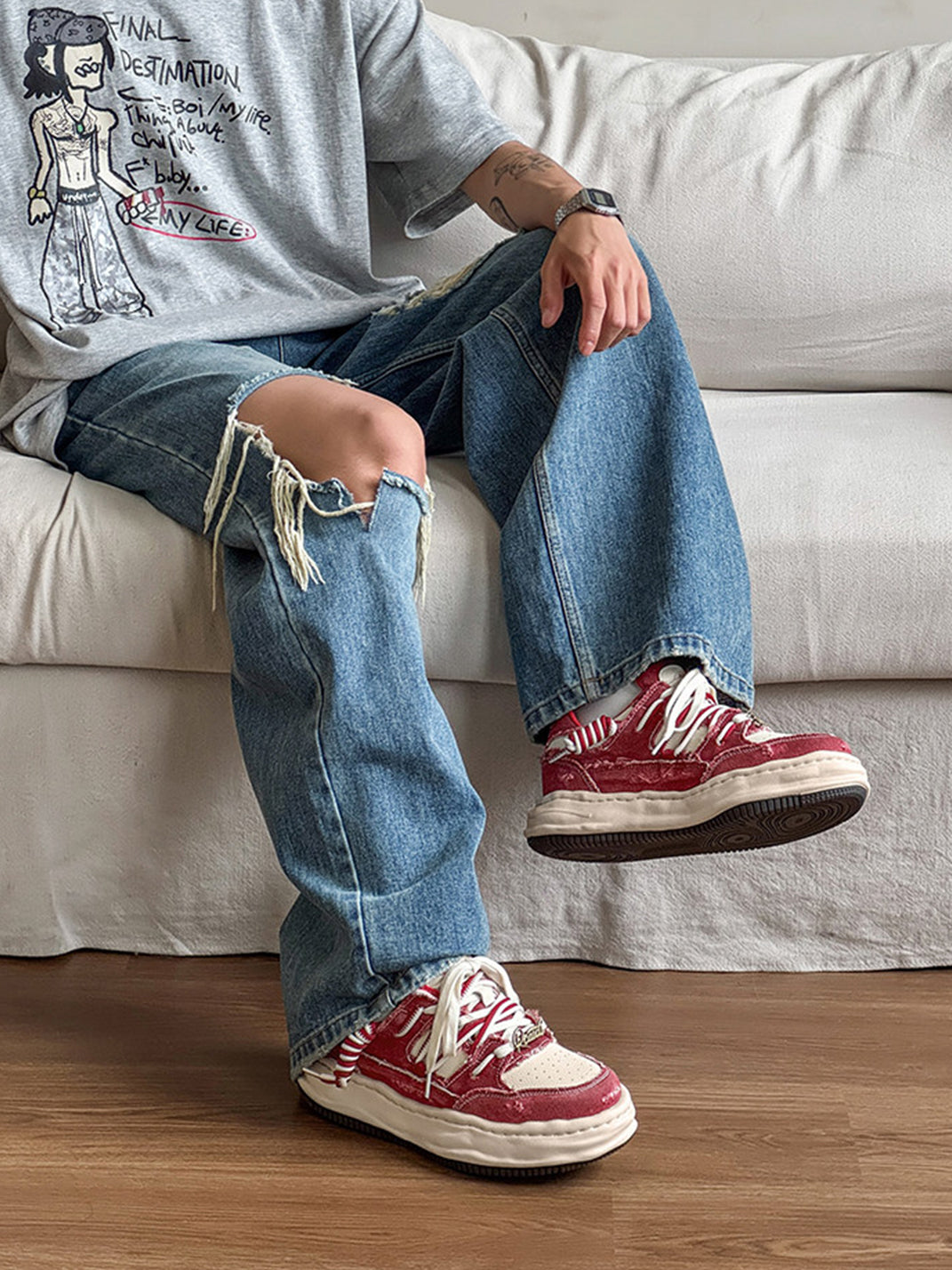 Vintage Wash Denim Sneakers - Skipkicks