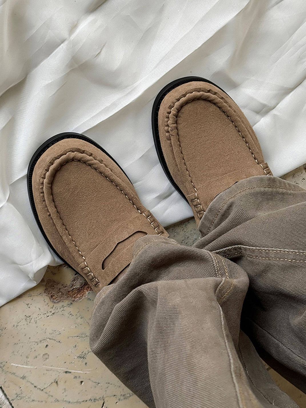 Square-Toe Leather Loafers