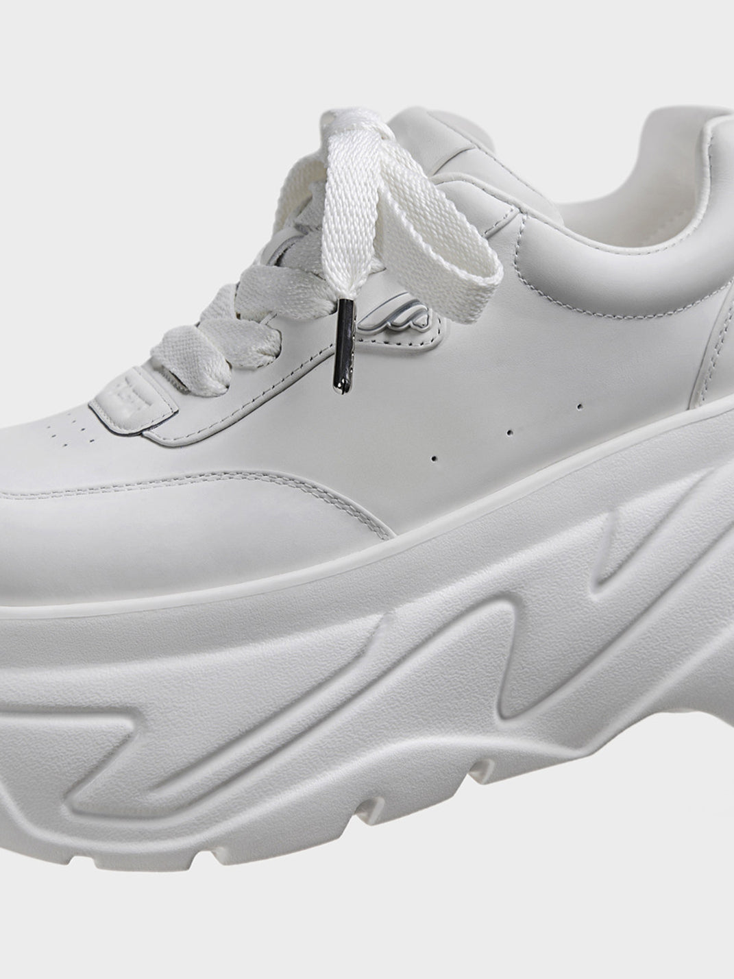 White Square-Toe Platform Leather Sneakers - Skipkicks