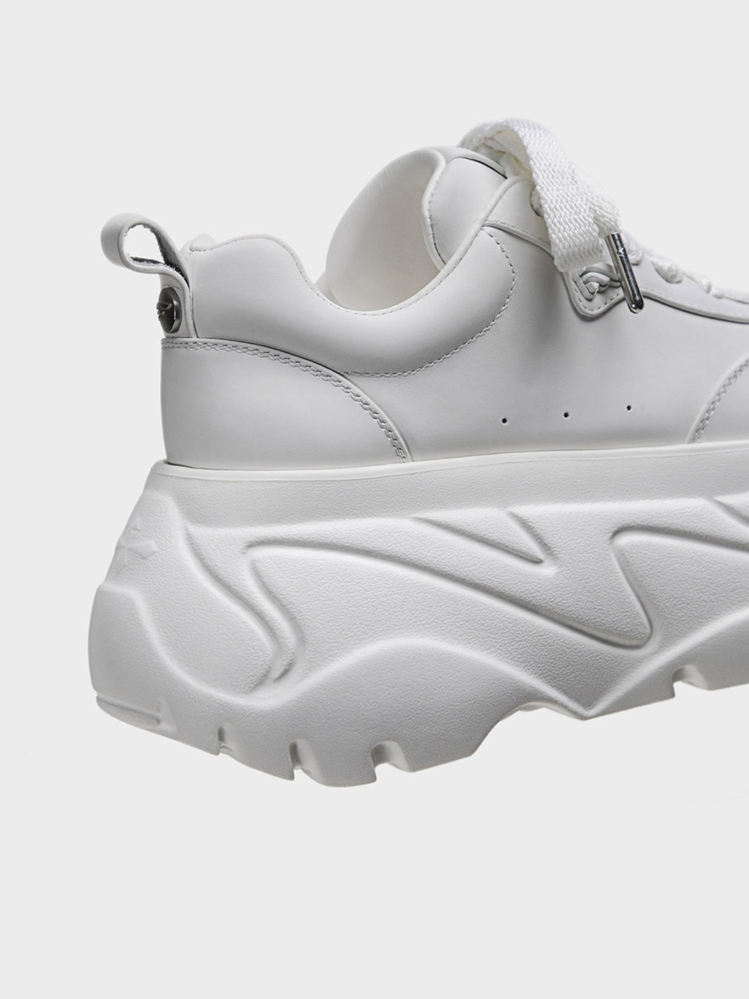 White Square-Toe Platform Leather Sneakers - Skipkicks
