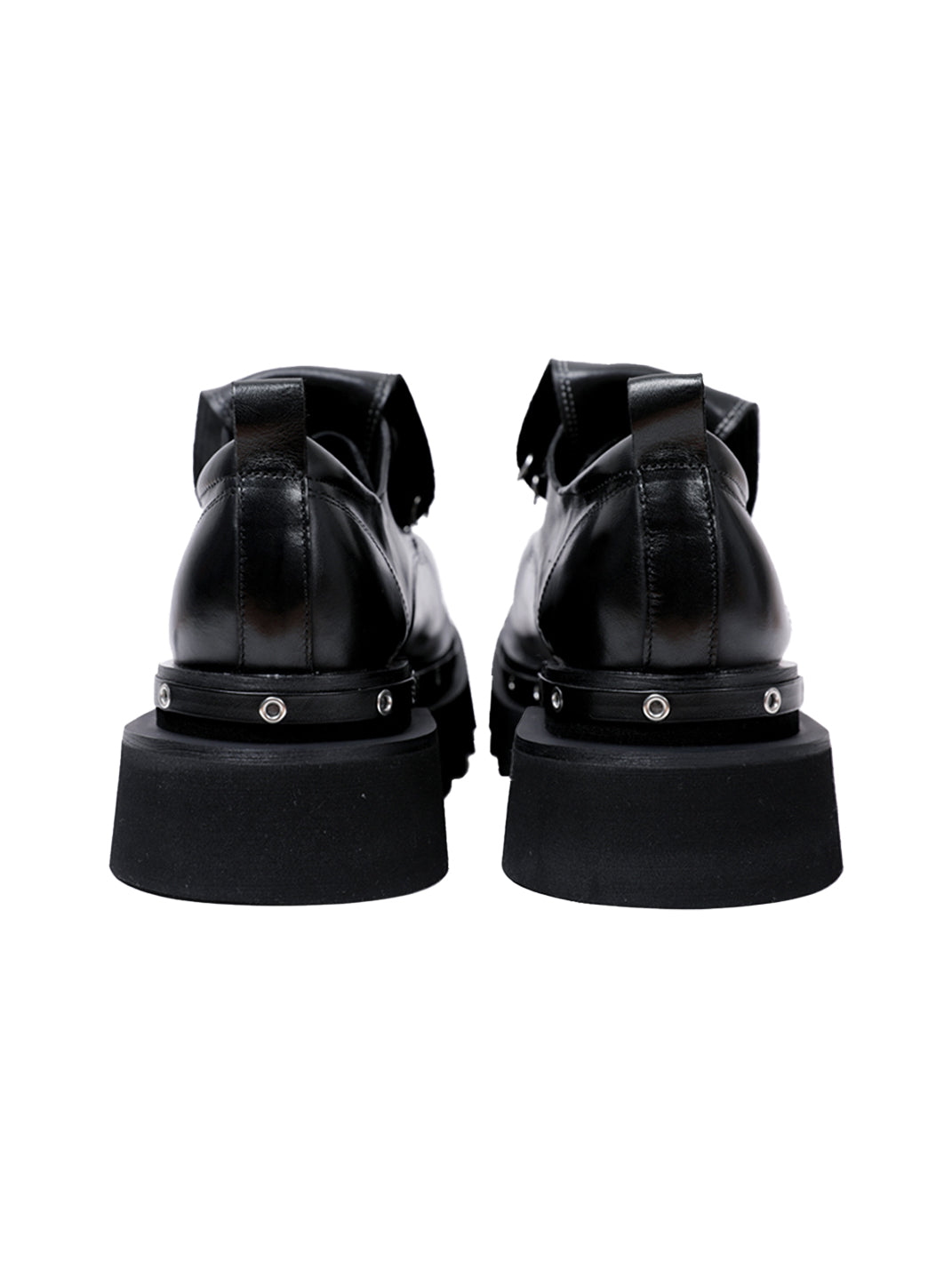 Black Vintage Platform Leather Derby Shoes - Skipkicks