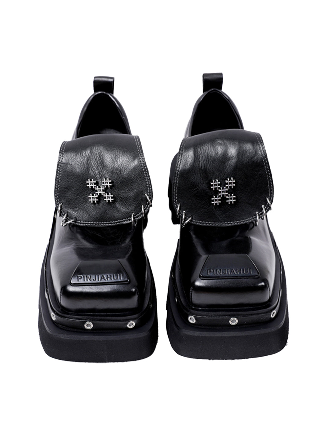Black Vintage Platform Leather Derby Shoes - Skipkicks