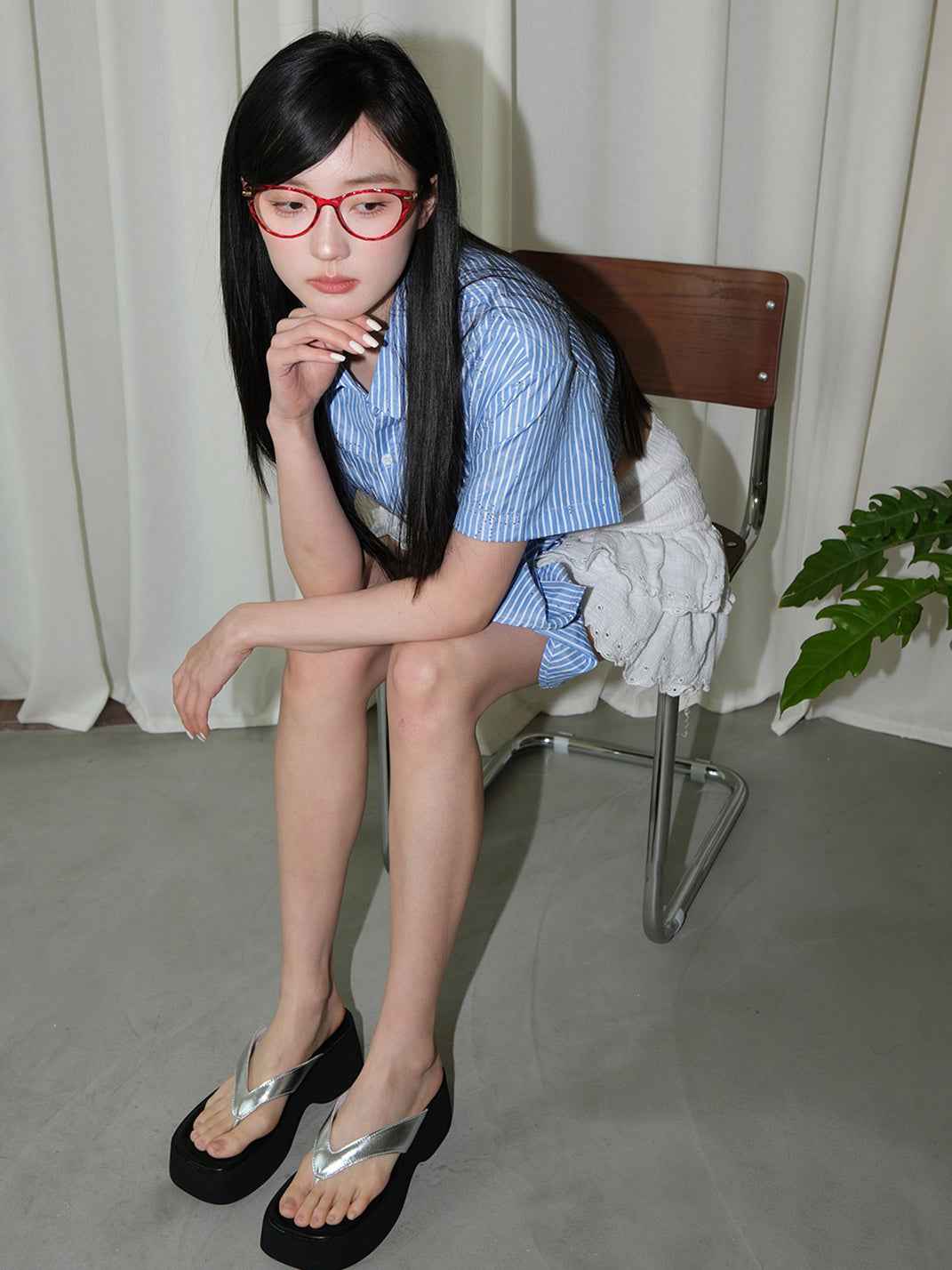 Mooreyu Color-Pop Platform Flip-Flops