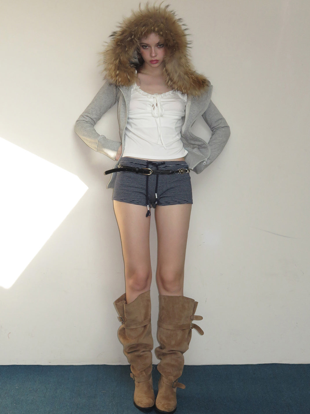 Retro Pleated Slouch Riding Boots