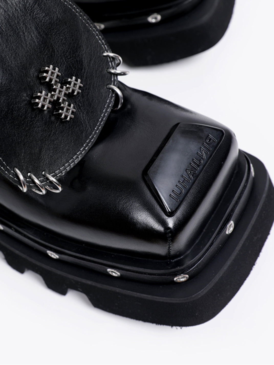 Black Vintage Platform Leather Derby Shoes - Skipkicks