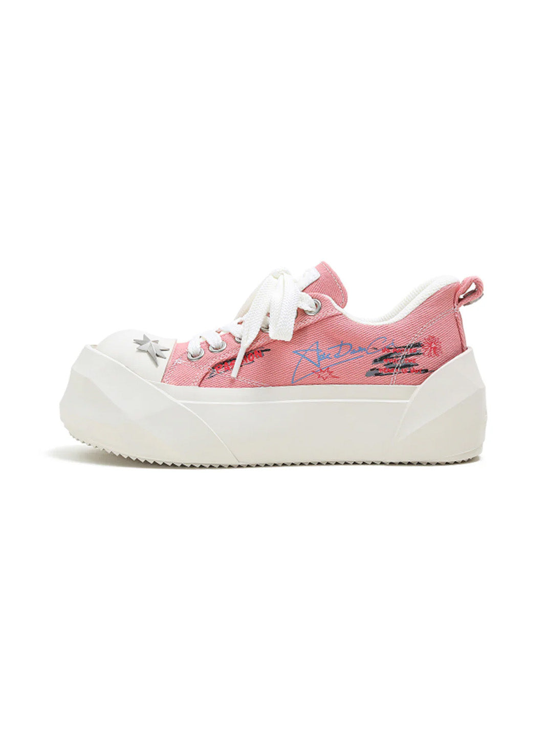 Graffiti Print Canvas Platform Sneakers - Skipkicks