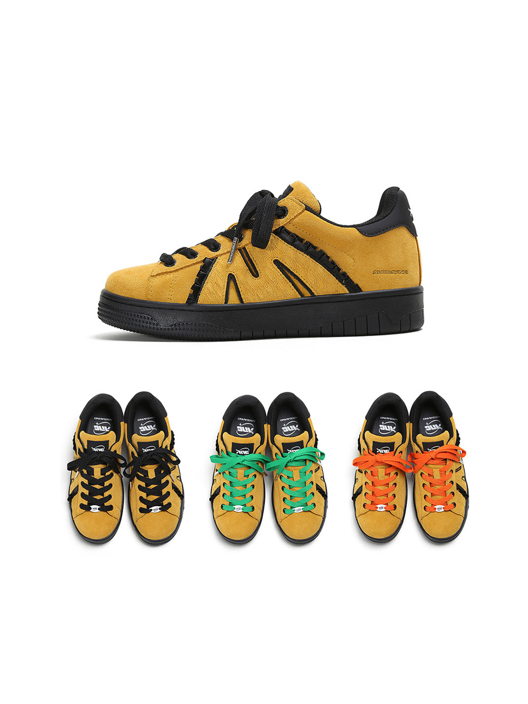Suede Platform Sneakers with Three Lace Sets - Skipkicks