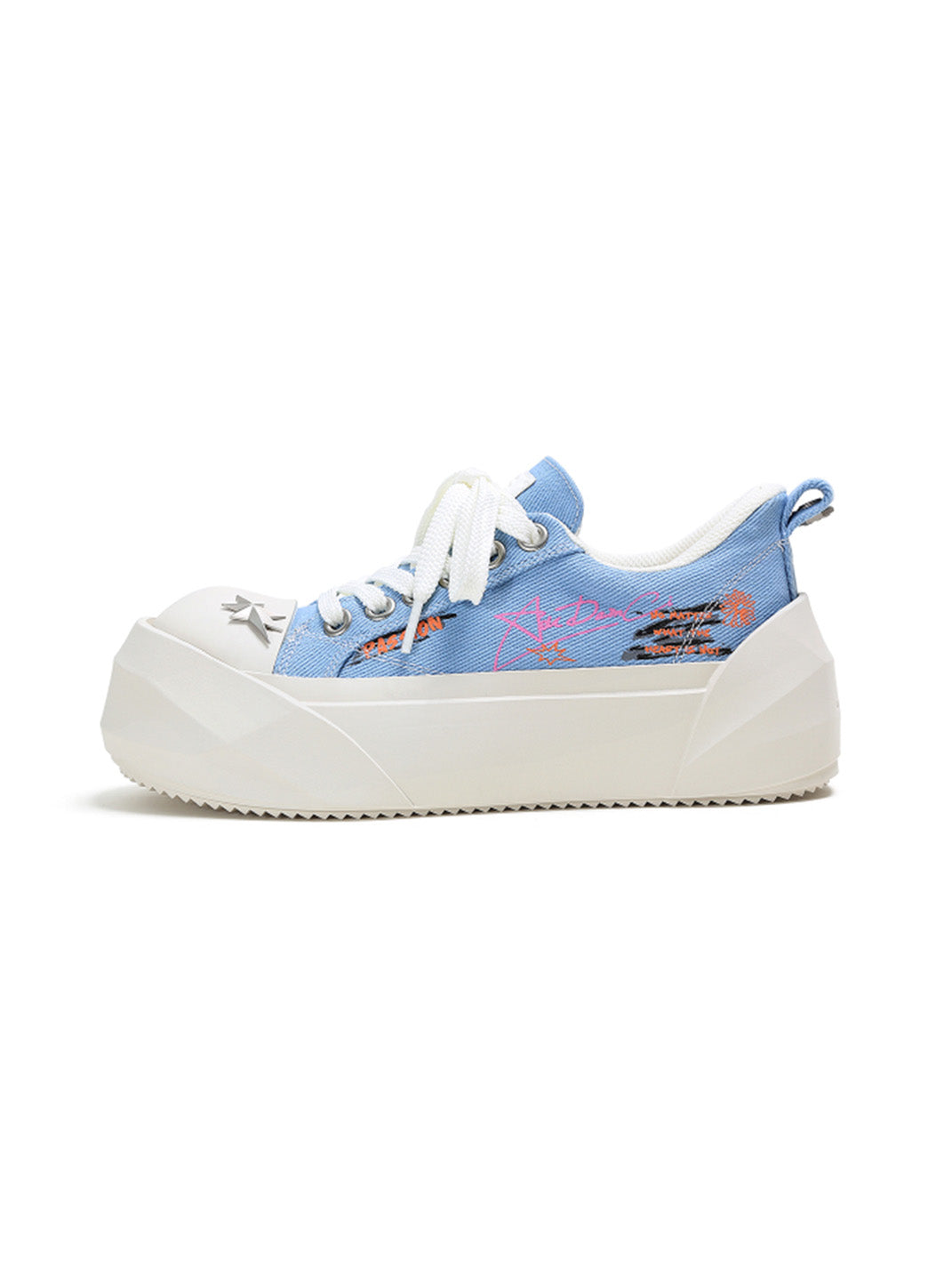 Graffiti Print Canvas Platform Sneakers - Skipkicks