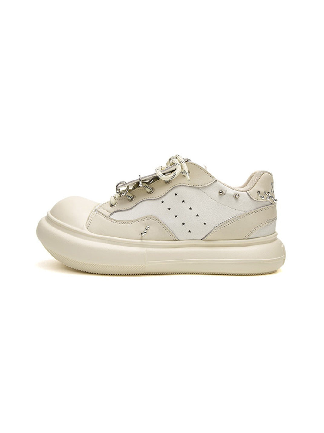 Metal-Stud Round-Toe Platform Shoes - Skipkicks