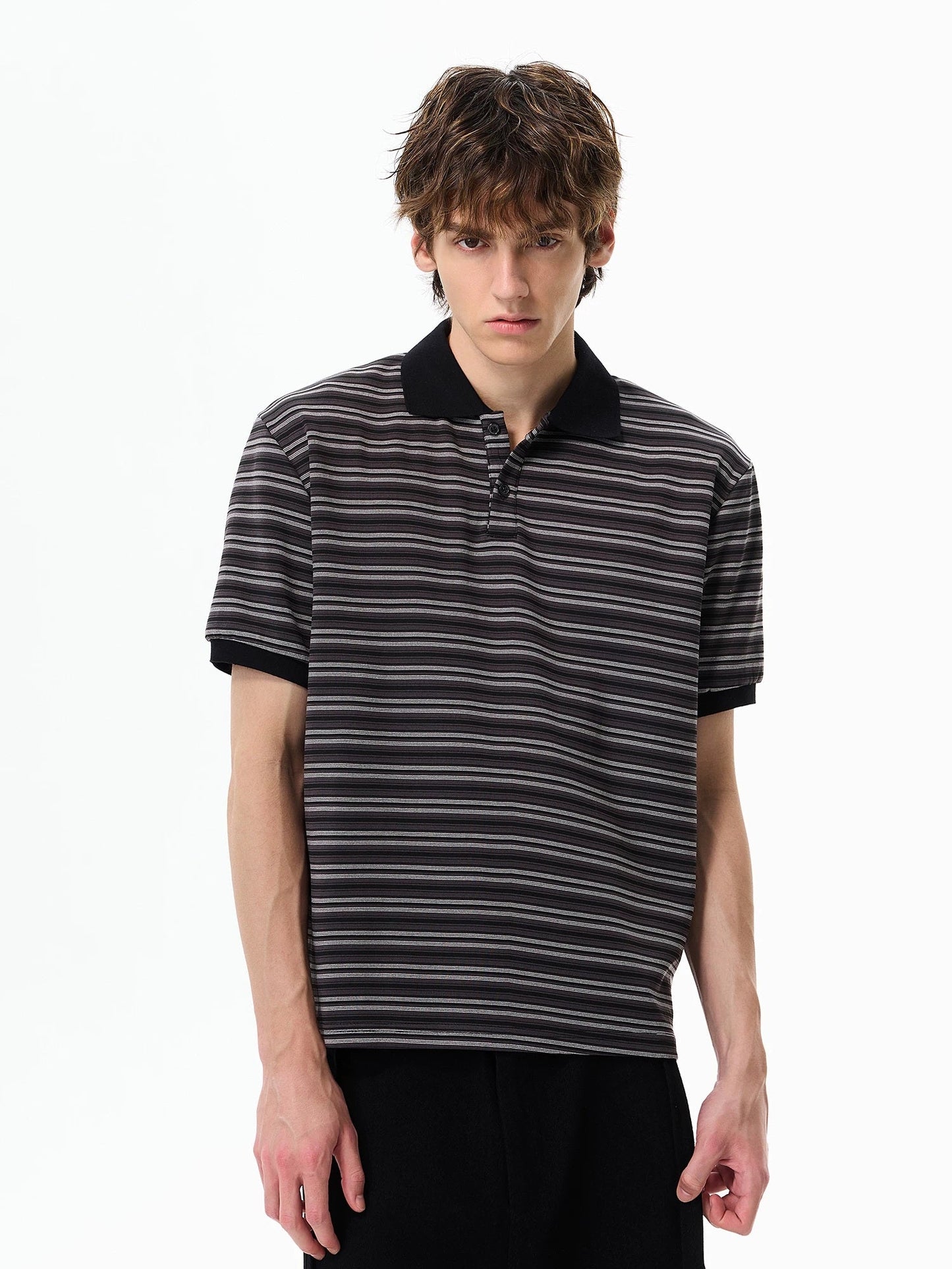 Retro Contrast-Stripe Polo T-Shirt