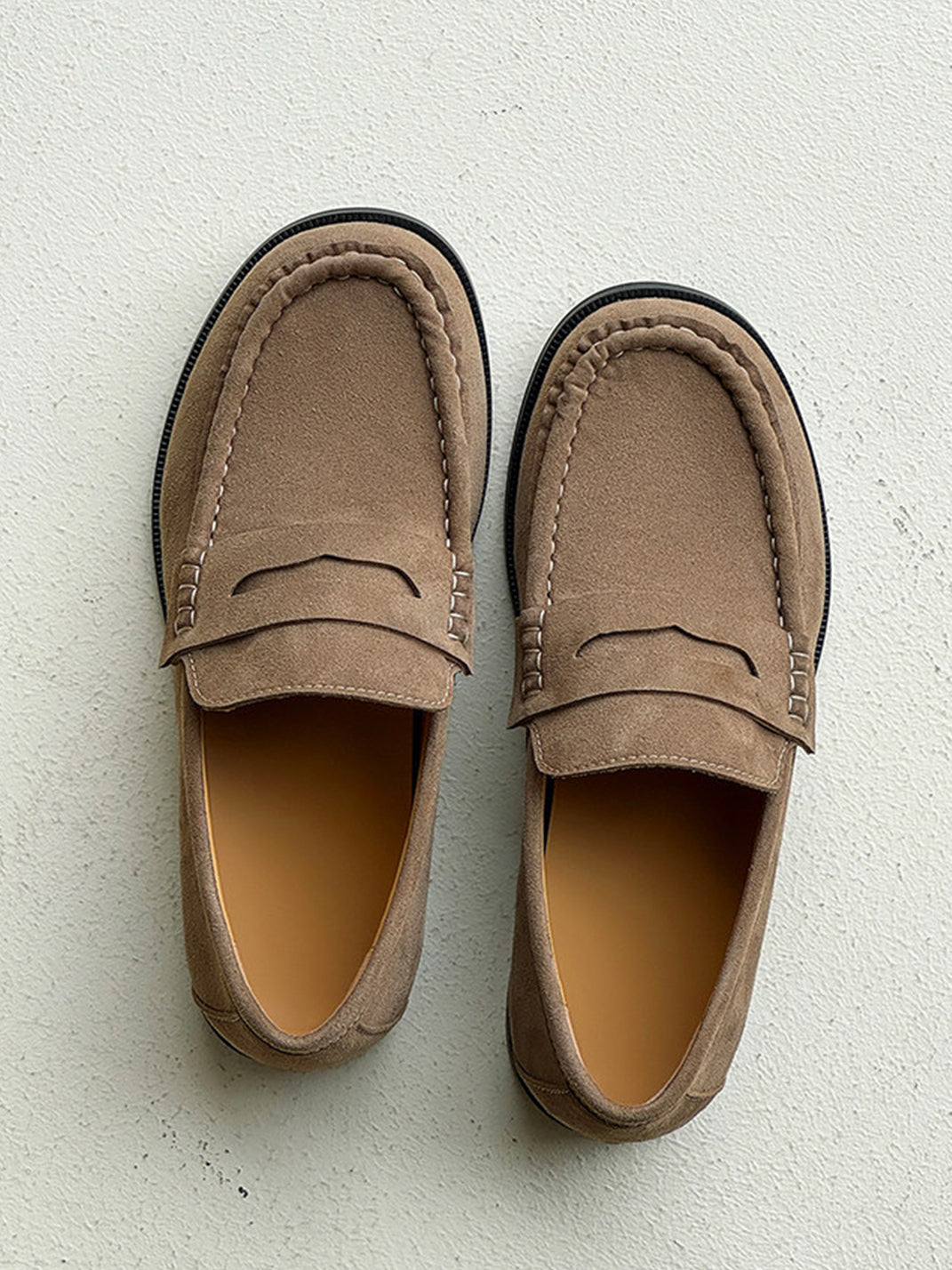 Square-Toe Leather Loafers