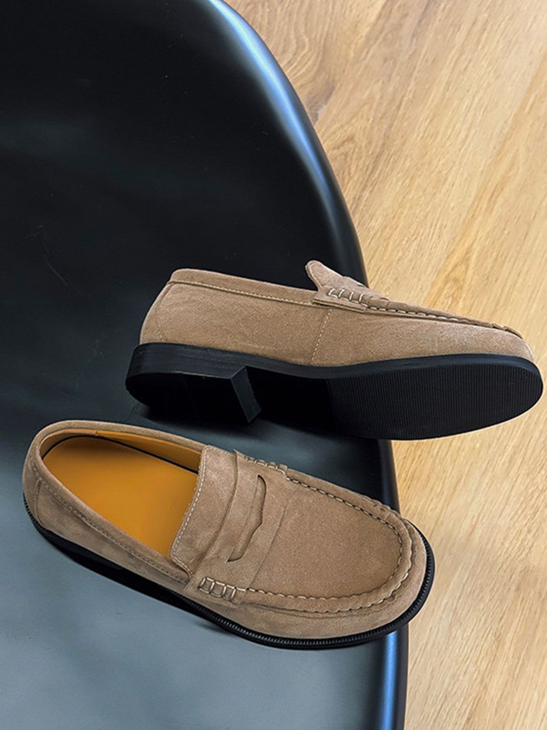 Square-Toe Leather Loafers