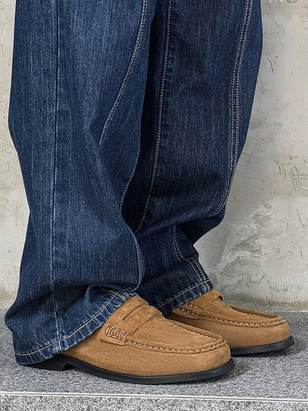 Square-Toe Leather Loafers