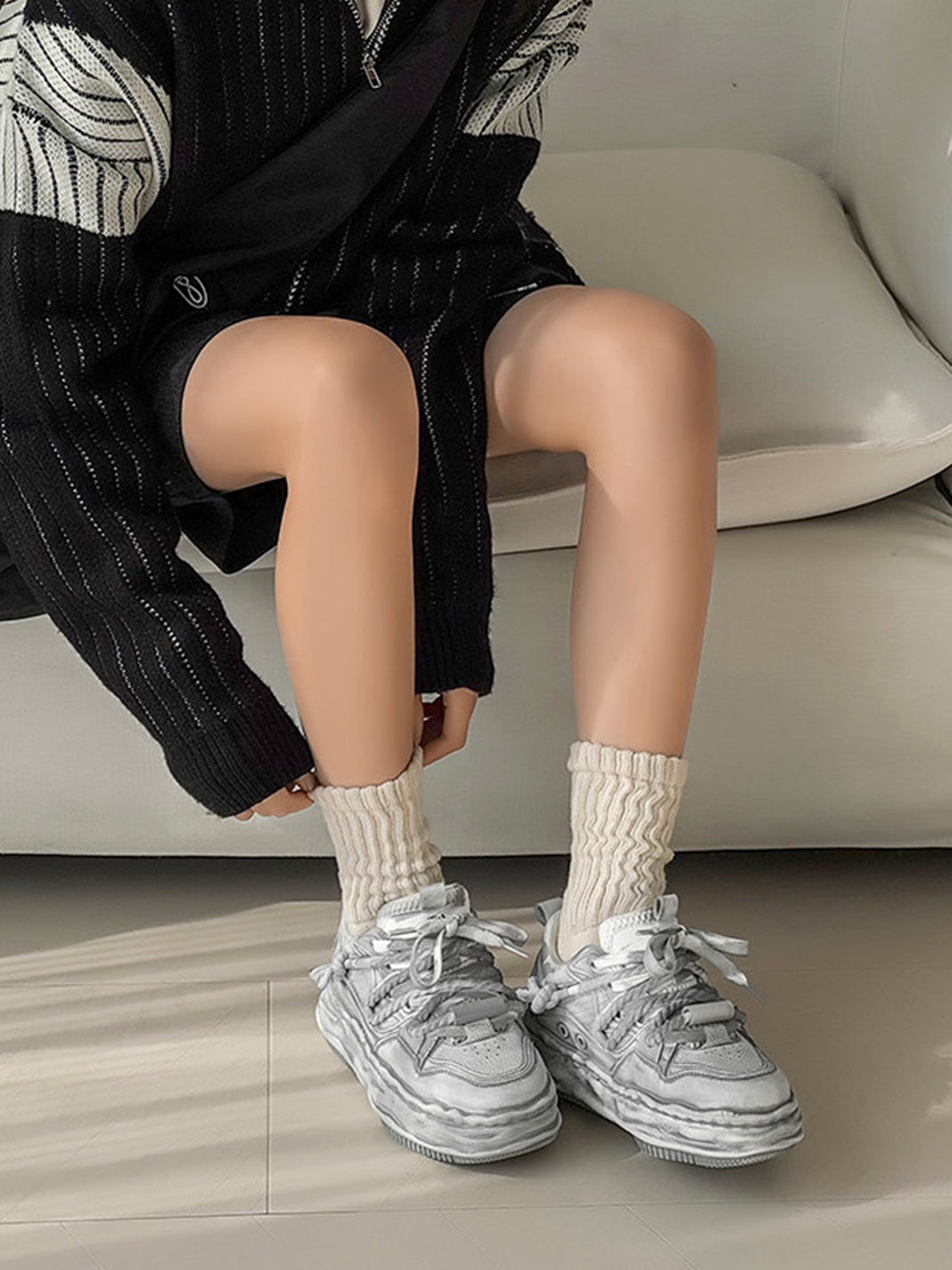 Washed Wavy Platform Sneakers - Skipkicks