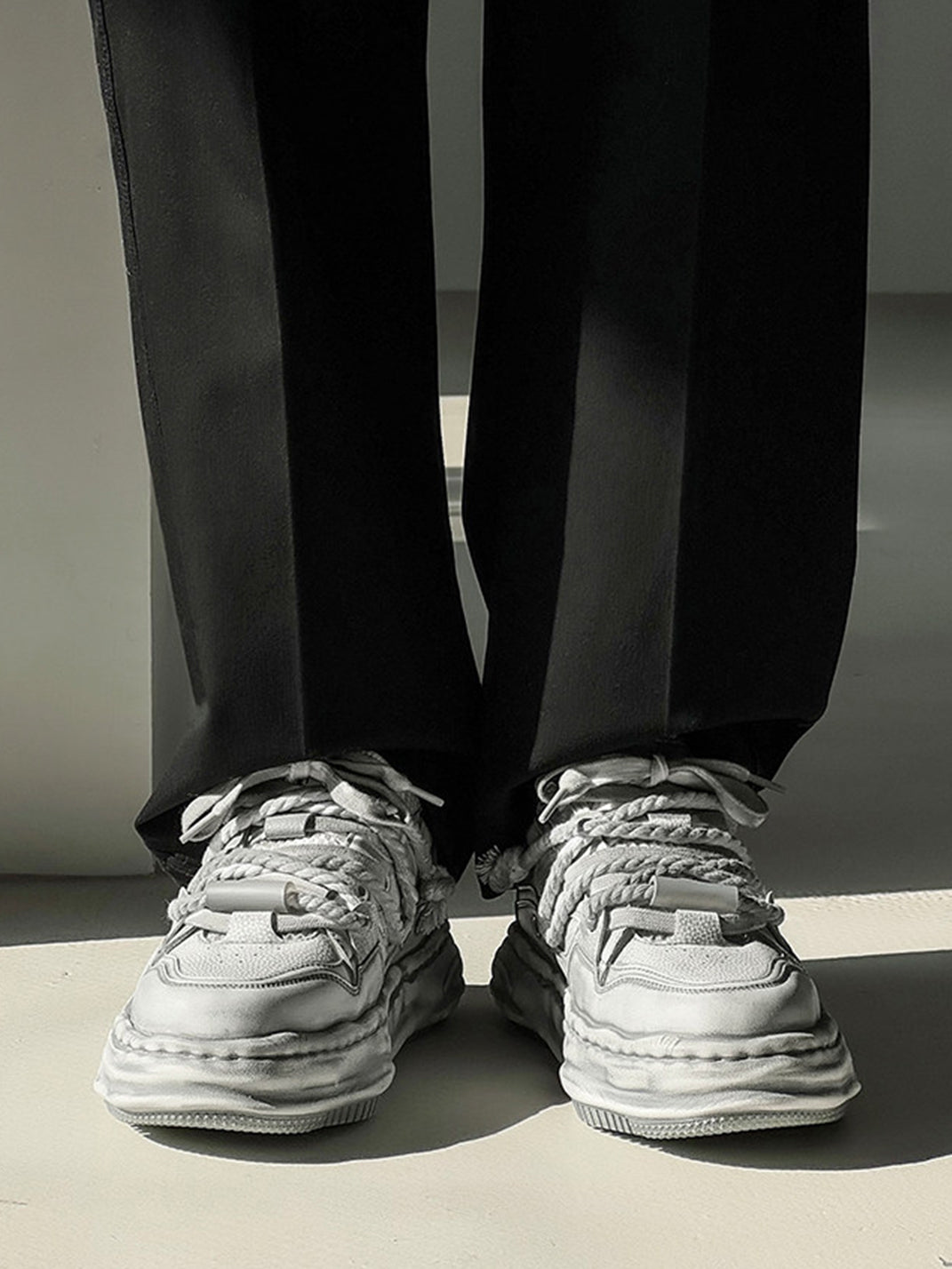 Washed Wavy Platform Sneakers - Skipkicks