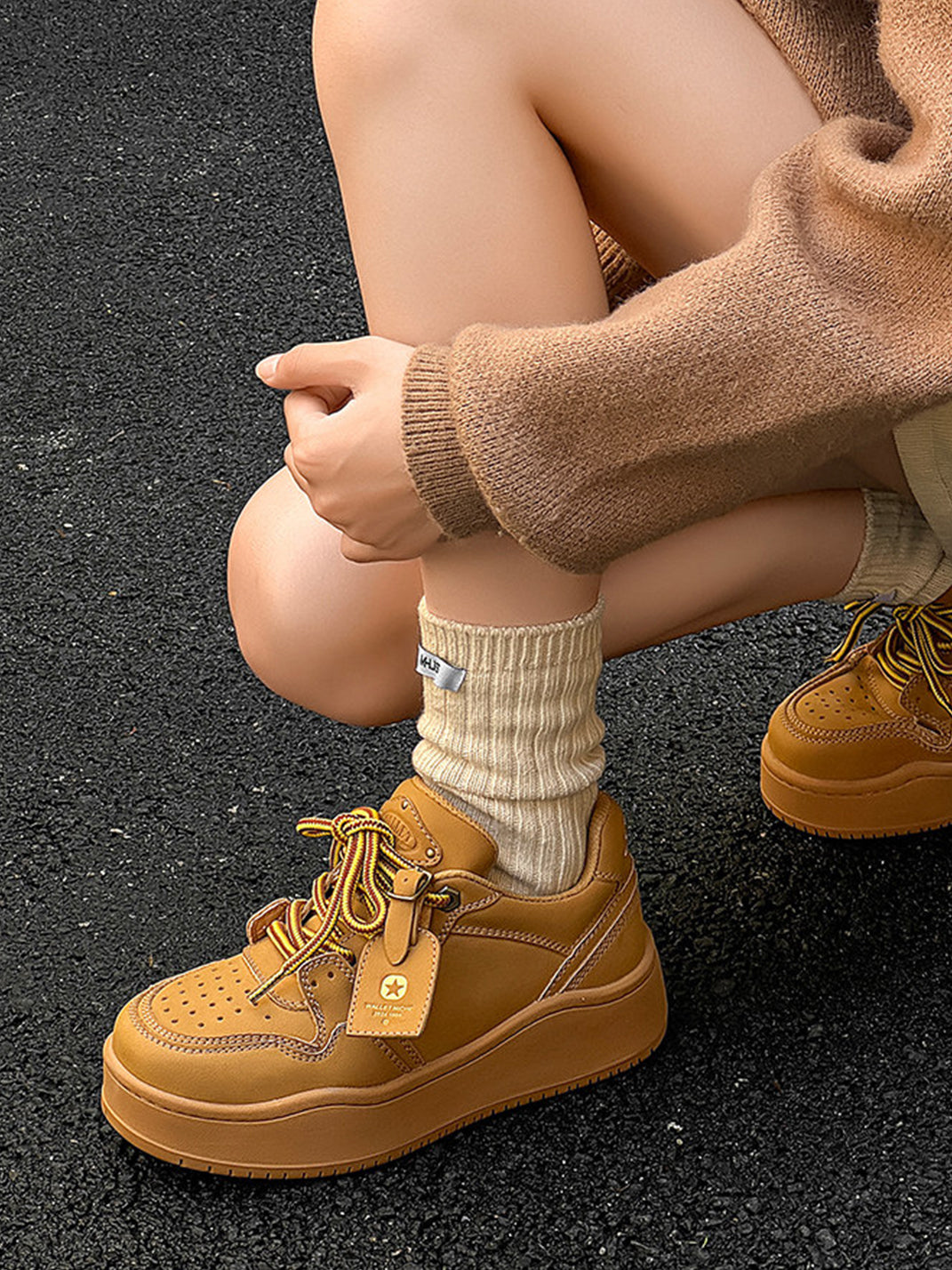 Monochrome Chunky Platform Sneakers - Skipkicks